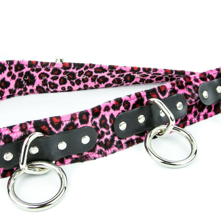BT114L-PNK FUZZY PINK LEOPARD BELT, MEDIUM LOOP & RING