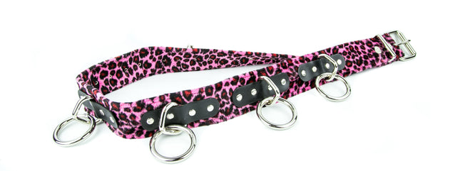 BT114L-PNK FUZZY PINK LEOPARD BELT, MEDIUM LOOP & RING