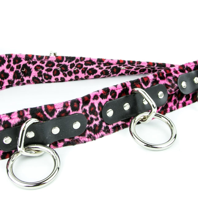 BT114L-PNK FUZZY PINK LEOPARD BELT, MEDIUM LOOP & RING