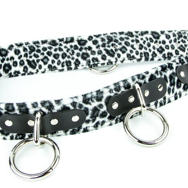 BT114L-WHITE LEOPARD BELT, MEDIUM LOOP & RING