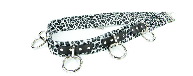 BT114L-WHITE LEOPARD BELT, MEDIUM LOOP & RING