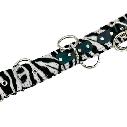BT114L-LEOPARD FUZZY FABRIC BONDAGE BELT