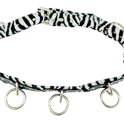 BT114L-ZEBRA  FUZZY LEOPARD BONDAGE  BELT