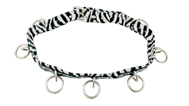 BT114L-ZEBRA  FUZZY LEOPARD BONDAGE  BELT