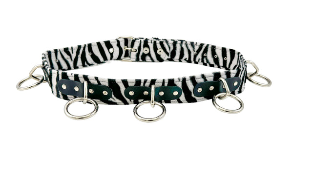 BT114L-ZEB FUZZY WHITE LEOPARD BELT, MEDIUM LOOP & RING