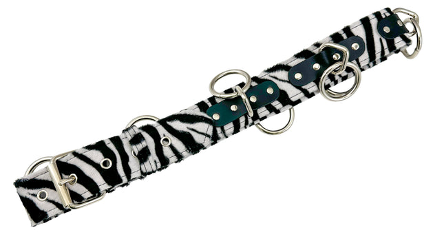 BT114L-ZEB FUZZY WHITE LEOPARD BELT, MEDIUM LOOP & RING