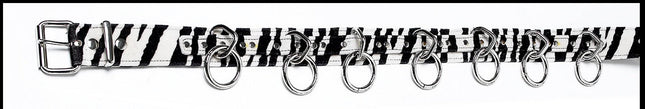 BT114L-ZEBRA  BONDAGE BELT FUZZY FABRIC BONDED LEATHER