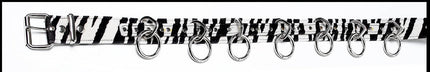 BT114L-ZEBRA  BONDAGE BELT FUZZY FABRIC BONDED LEATHER