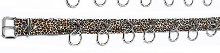 BT114L-JAGUAR LEOPARD  BONDAGE BELT FUZZY FABRIC BONDED LEATHER