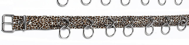 BT114L-JAGUAR LEOPARD  BONDAGE BELT FUZZY FABRIC BONDED LEATHER