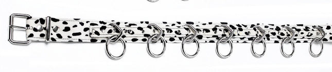 BT114L-SNOW LEOPARD   BONDAGE BELT FUZZY FABRIC BONDED LEATHER