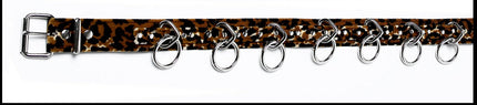 BT114L-LEO LEOPARD  BONDAGE BELT FUZZY FABRIC BONDED LEATHER