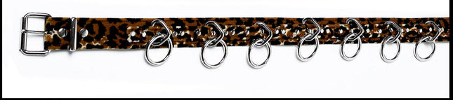 BT114L-LEO LEOPARD  BONDAGE BELT FUZZY FABRIC BONDED LEATHER