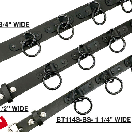 BT114S-BS   NEW 1 1/4" WIDE LARGE BONDAGE 1 1/2" RING BELT