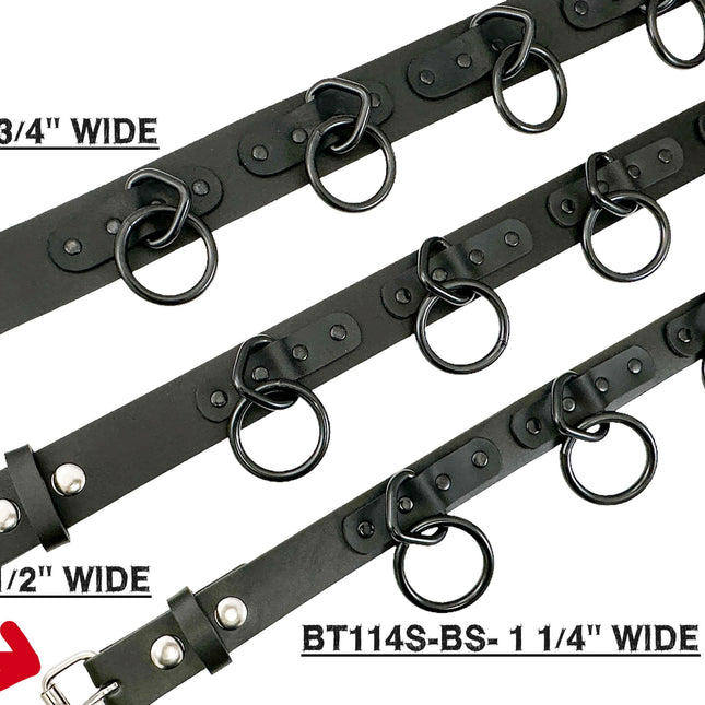 BT114S-BS   NEW 1 1/4" WIDE LARGE BONDAGE 1 1/2" RING BELT