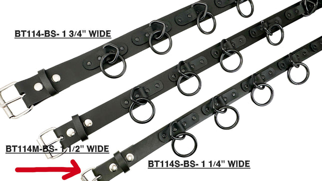 BT114S-BS   NEW 1 1/4" WIDE LARGE BONDAGE 1 1/2" RING BELT