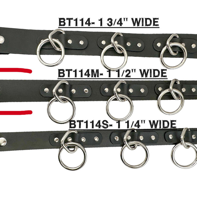 BT114M-  1 1/2" WIDE LARGE BONDAGE 1 1/2" RING BELT [NEW]