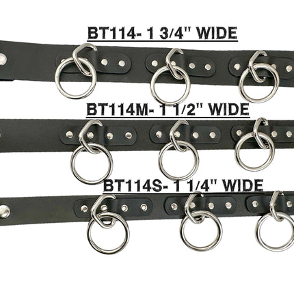 BT114S-  NEW 1 1/4" WIDE LARGE BONDAGE 1 1/2" RING BELT