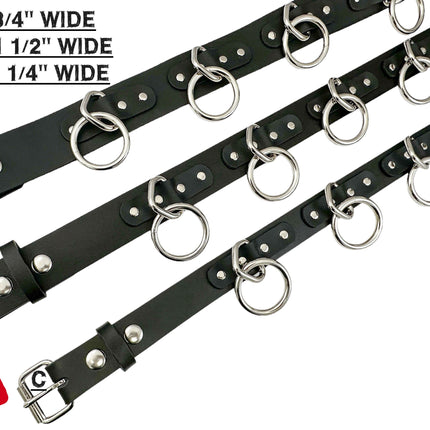 BT114S-  NEW 1 1/4" WIDE LARGE BONDAGE 1 1/2" RING BELT