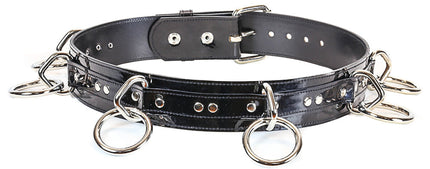 BT114P-BLK BLACK PATENT LEATHER BELT, 1 1/2" BIG LOOP & RING