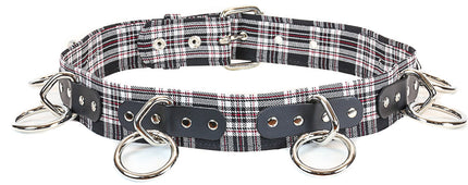 BT114PD-BLK BLACK PLAID BELT, 1 1/2" LOOP & RING