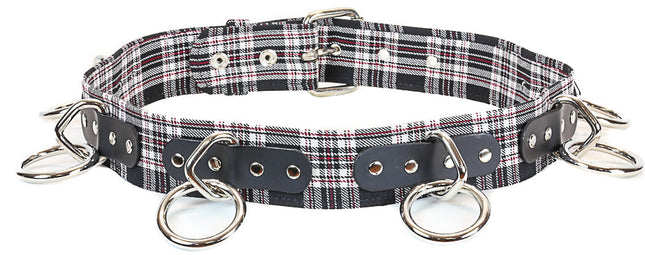 BT114PD-BLK BLACK PLAID BELT, 1 1/2" LOOP & RING