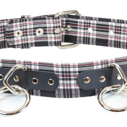 BT114PD-BLK BLACK PLAID BELT, 1 1/2" LOOP & RING