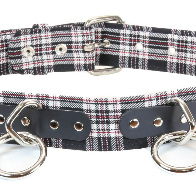 BT114PD-BLK BLACK PLAID BELT, 1 1/2" LOOP & RING