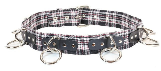 BT114PD-BLK BLACK PLAID BELT, 1 1/2" LOOP & RING