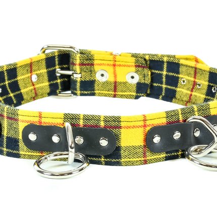 BT114PD-YEL YELLOW PLAID BELT, 1 1/2" LOOP & RING