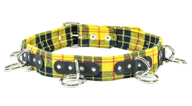 BT114PD-YEL YELLOW PLAID BELT, 1 1/2" LOOP & RING
