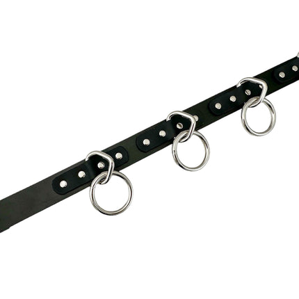 BT114S-  NEW 1 1/4" WIDE LARGE BONDAGE 1 1/2" RING BELT