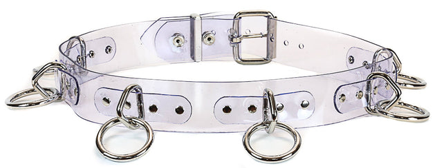 BT114VN-CLR CLEAR VINYL BONDAGE BELT, 1 1/2" LOOP & RING