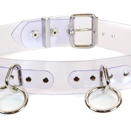 BT114VN-CLR CLEAR VINYL BONDAGE BELT, 1 1/2" LOOP & RING