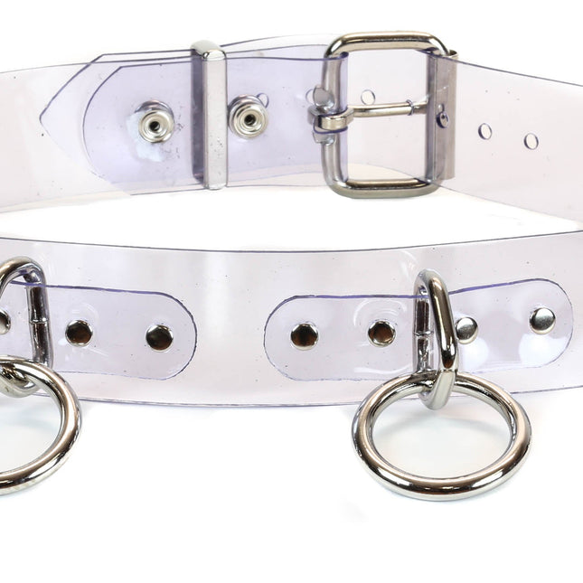 BT114VN-CLR CLEAR VINYL BONDAGE BELT, 1 1/2" LOOP & RING