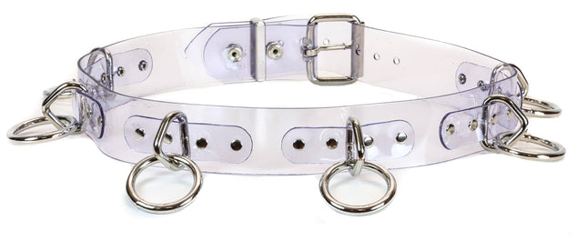 BT114VN-CLR CLEAR VINYL BONDAGE BELT, 1 1/2" LOOP & RING