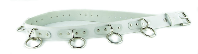 BT114-WHITE BONDAGE BELT, 1 1/2" LOOP & RING