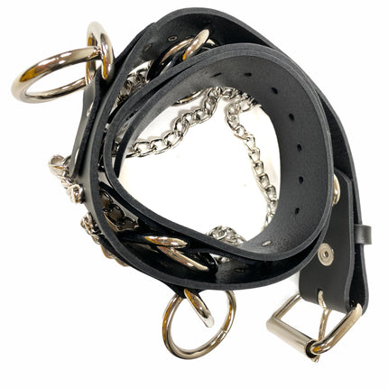 BT115US FULL GRAIN LEATHER USA TANNERY CHAIN BONDAGE BELT