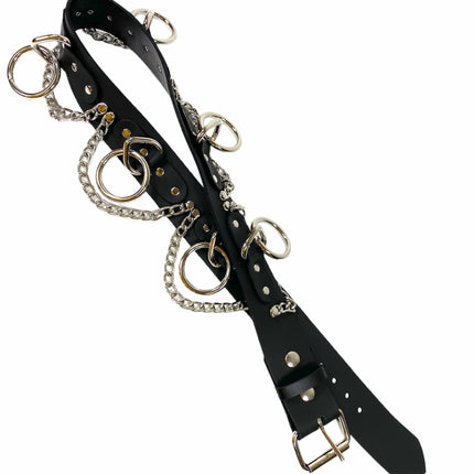 BT115US FULL GRAIN LEATHER USA TANNERY CHAIN BONDAGE BELT