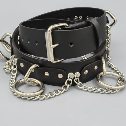 BT115US FULL GRAIN LEATHER USA TANNERY CHAIN BONDAGE BELT