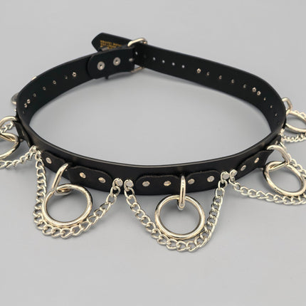 BT115US FULL GRAIN LEATHER USA TANNERY CHAIN BONDAGE BELT