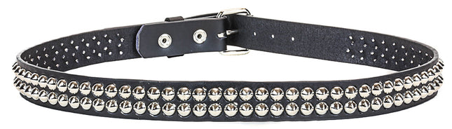 BT116VG VEGAN LEATHER   2 ROW CONICAL STUDDED BELT 1 1/4" WIDE