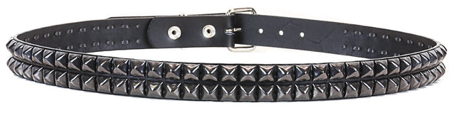 BT117-BS 2 ROW 1/2" BLACK PYRAMID STUDS BELT