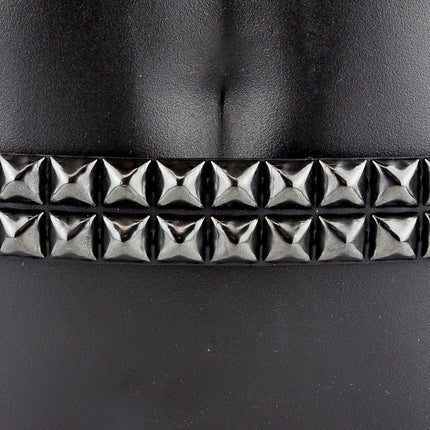 BT117-BS 2 ROW 1/2" BLACK PYRAMID STUDS BELT GENUINE LEATHER
