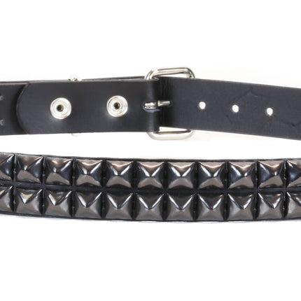 BT117-BS 2 ROW 1/2" BLACK PYRAMID STUDS BELT