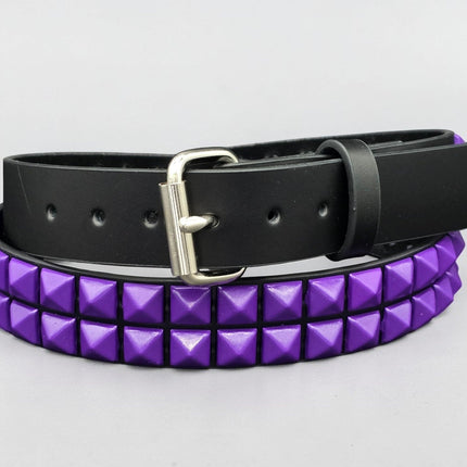 BT117-PPS  POWDER COATED PURPLE PYRAMID STUDDED BELT