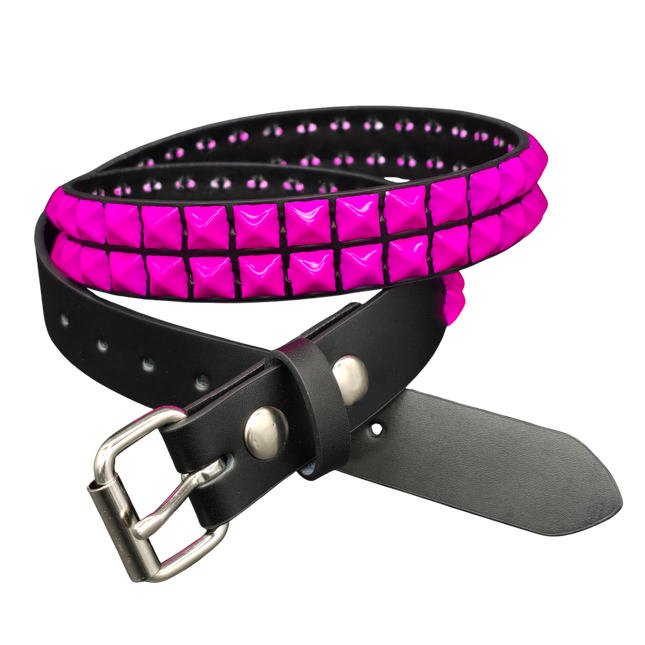 BT117-PS  POWDER COATED PINK PYRAMID STUDDED BELT