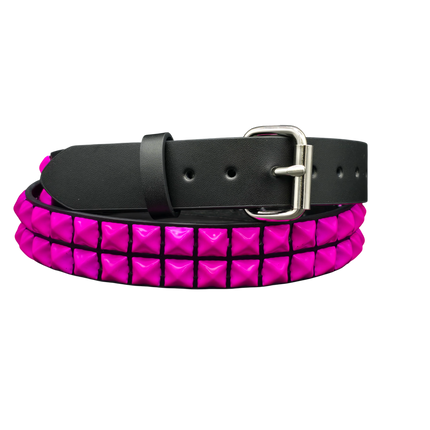 BT117-PS  2 ROW 1/2" PINK PYRAMID STUDS GEUINE LEATHER