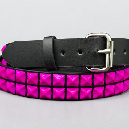 BT117-PS  POWDER COATED PINK PYRAMID STUDDED BELT