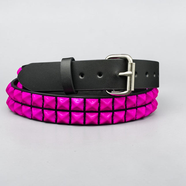 BT117-PS  2 ROW 1/2" PINK PYRAMID STUDS GEUINE LEATHER
